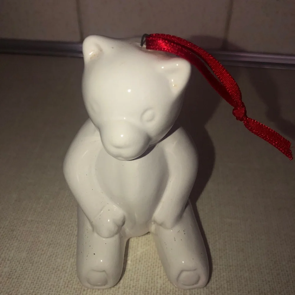 Teddy Bear Ceramic Christmas Tree Ornament‎ White